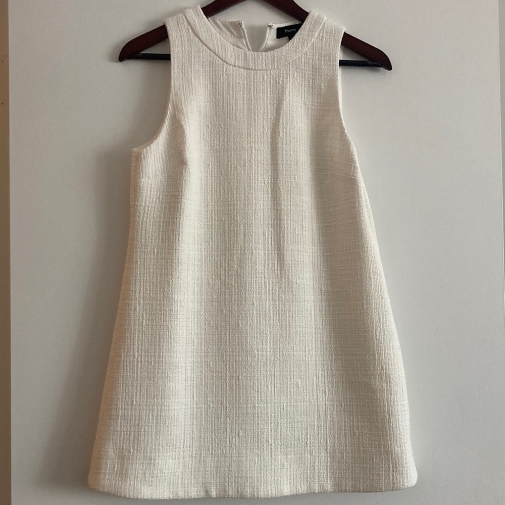 Theory ivory tweed mini dress